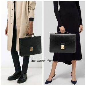 Authentic LOUIS VUITTON LV Epi Leather Black Unisex Briefcase Laptop Shoulder